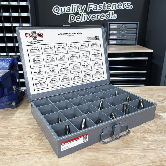 Plain Finish Hardened Alloy Dowel Pins Assortment - 293 PCS