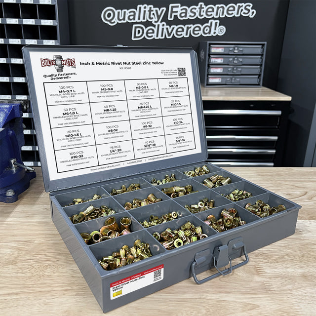 Inch & Metric Steel Rivet Nuts Zinc Yellow Assortment - 1061 PCS