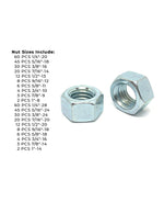 Grade 5 Finished Hex Nut Coarse & Fine Zinc Clear Assortment - 381 pcs
