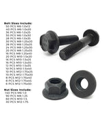 Metric Class 10.9 Hex Flange Frame Bolts & Nuts Assortment - 738 PCS