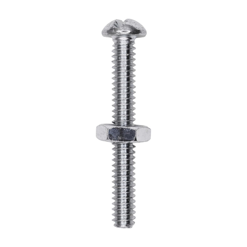 3/16"x1-1/2" Round Head Stove Bolt with Hex Nut, Zinc Chromate
