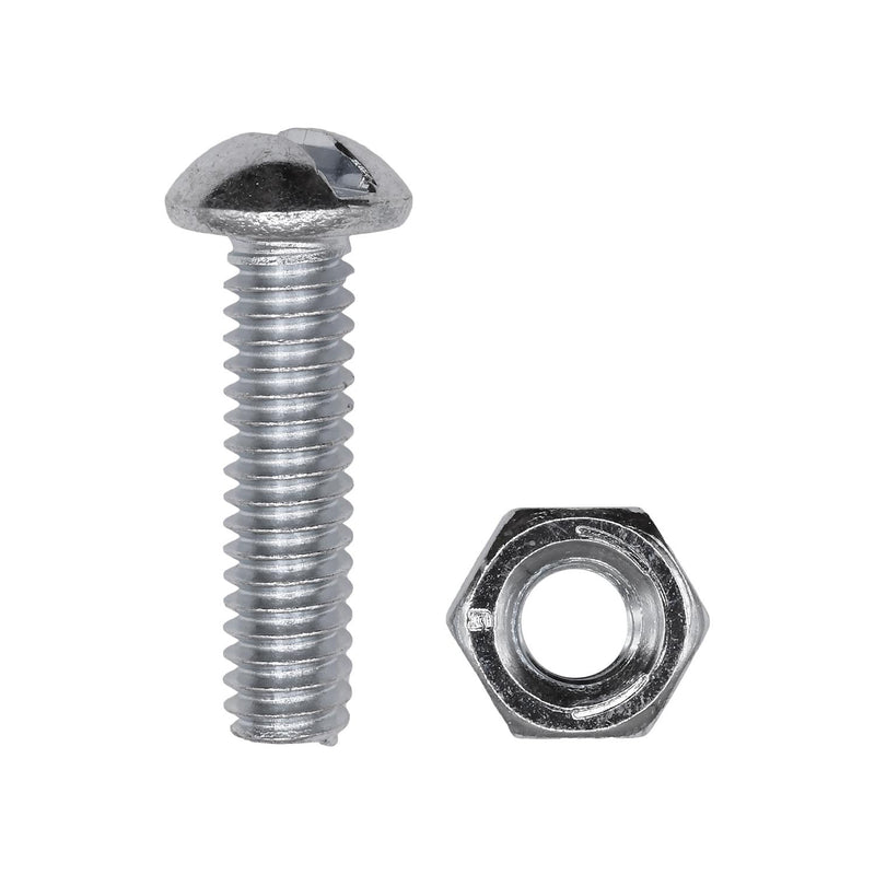 1/4"x1" Round Head Stove Bolt with Hex Nut, Zinc Chromate