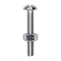 1/4"x1-1/2" Round Head Stove Bolt with Hex Nut, Zinc Chromate