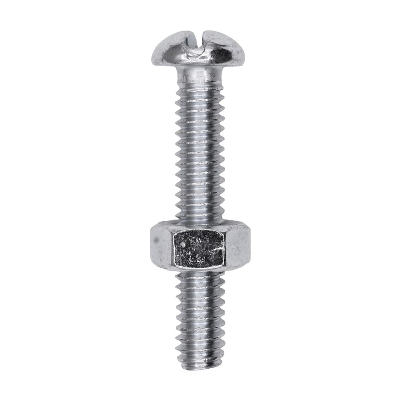 1/4"x1-1/2" Round Head Stove Bolt with Hex Nut, Zinc Chromate