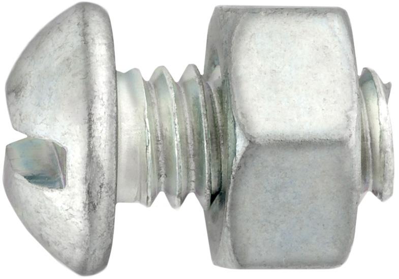 1/4"x2" Round Head Stove Bolt with Hex Nut, Zinc Chromate