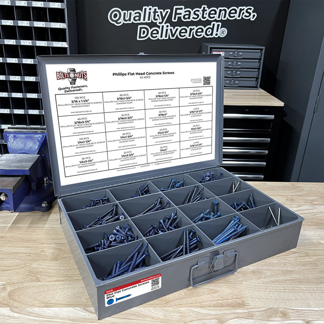 Phillips Flat Head Concrete Screws Assortment - 765 PCS