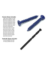 Phillips Flat Head Concrete Screws Assortment - 765 PCS