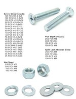 Metric Flat Machine Screws Zinc Clear Assortment - 3371 PCS