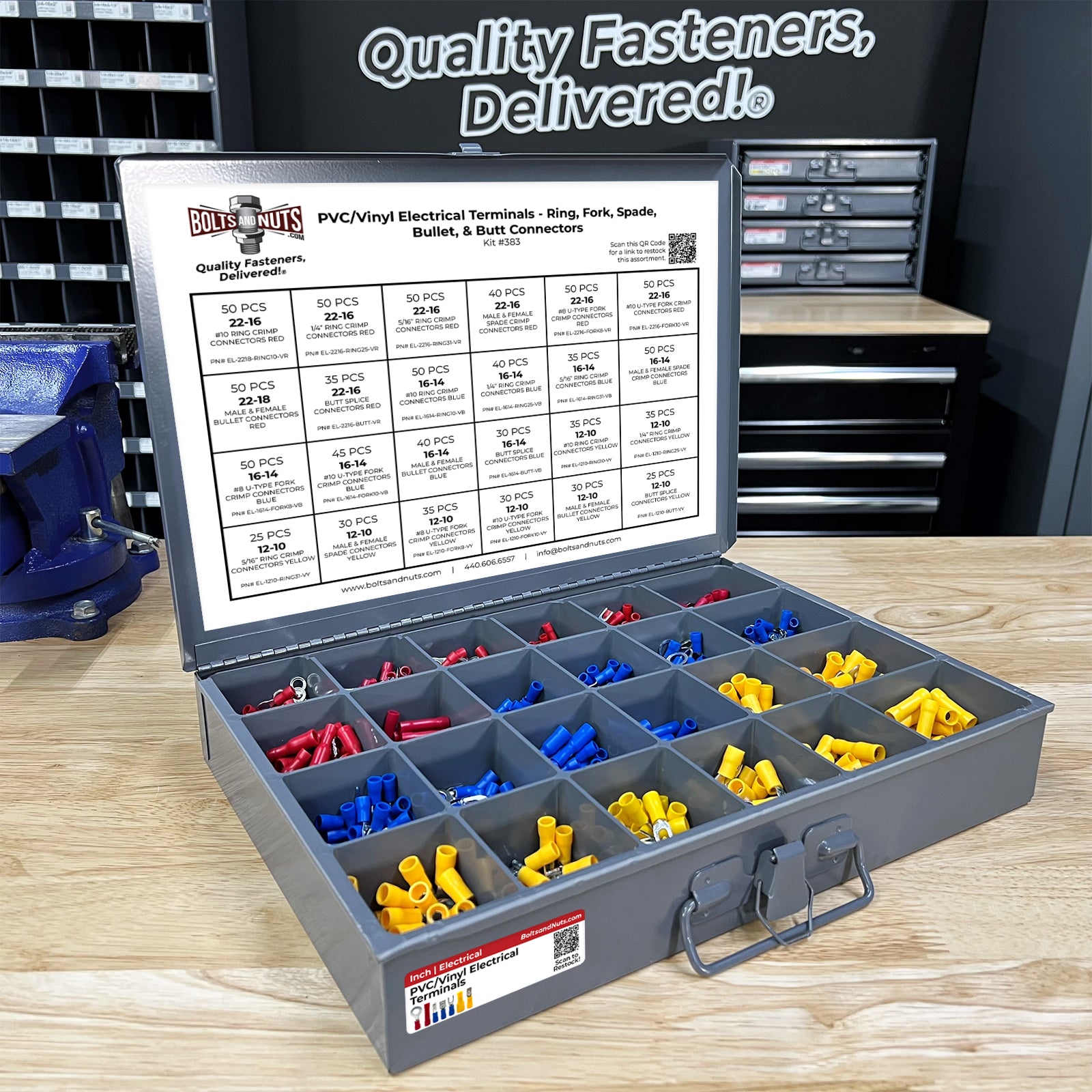 PVC/Vinyl Insulated Terminal Connectors Assortment - 961 Pieces