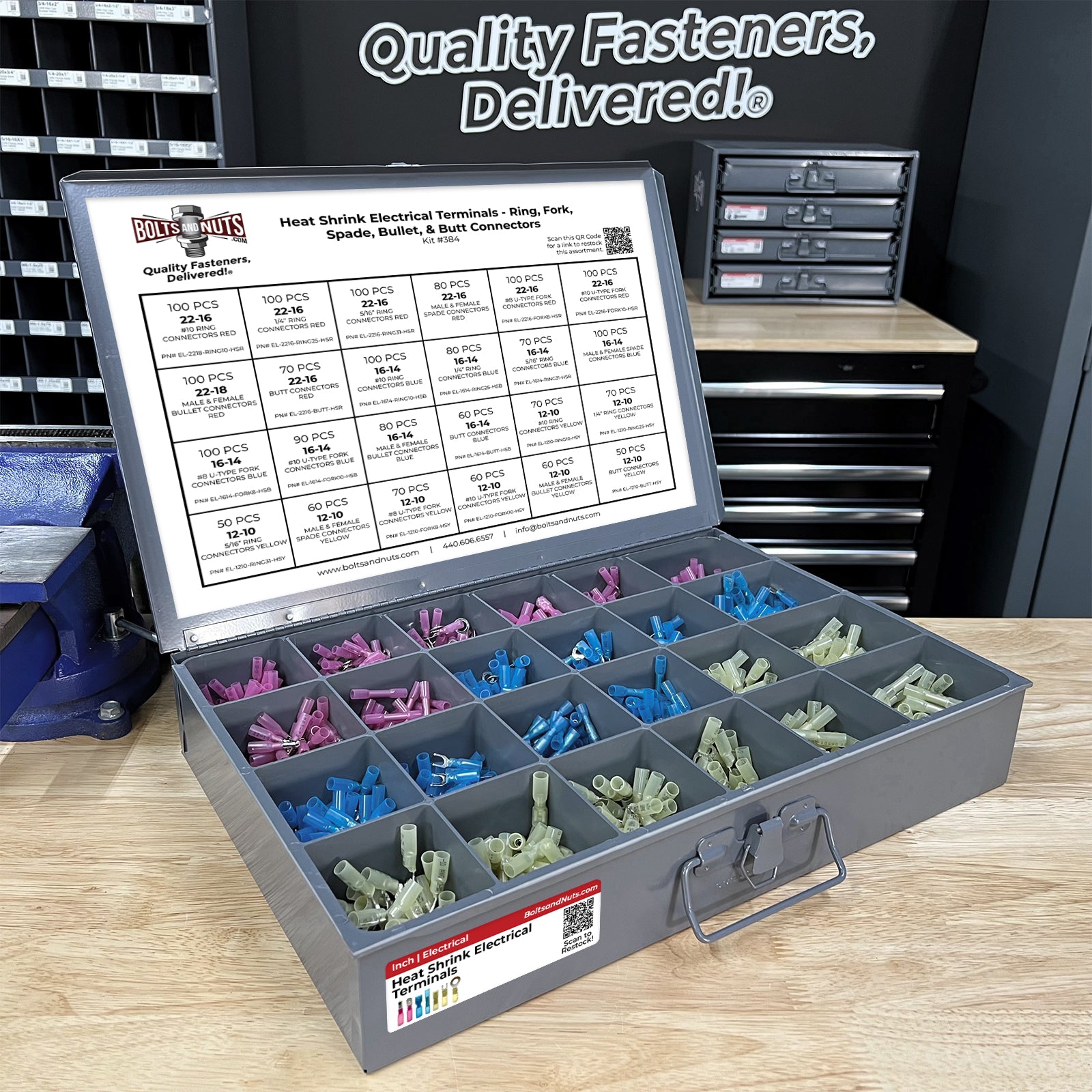 Marine Grade Heat Shrink Terminal Connectors Assortment - 1921 Pieces