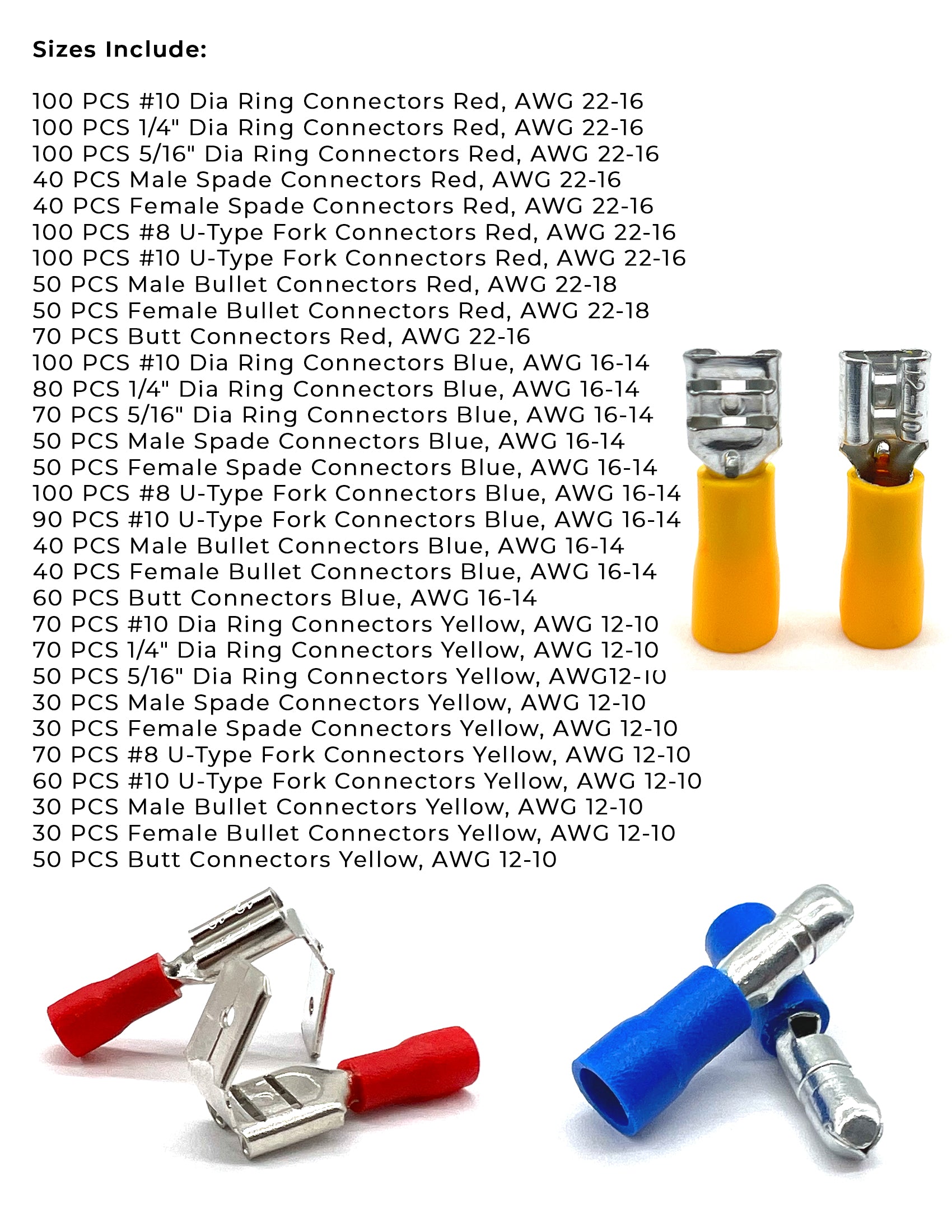 PVC/Vinyl Terminal Connectors Assortment - 1921 Pieces