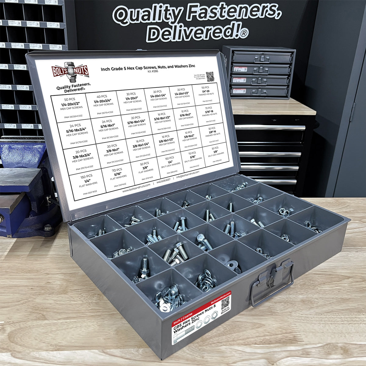Inch Grade 5 Hex Cap Screws, Hex Nuts, Flat & Lock Washers - 1147 PCS