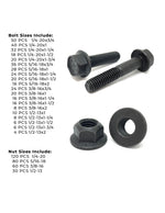 Inch Grade 8 Hex Flange Frame Bolts & Lock Nuts Phos & Oil Assortment - 693 PCS