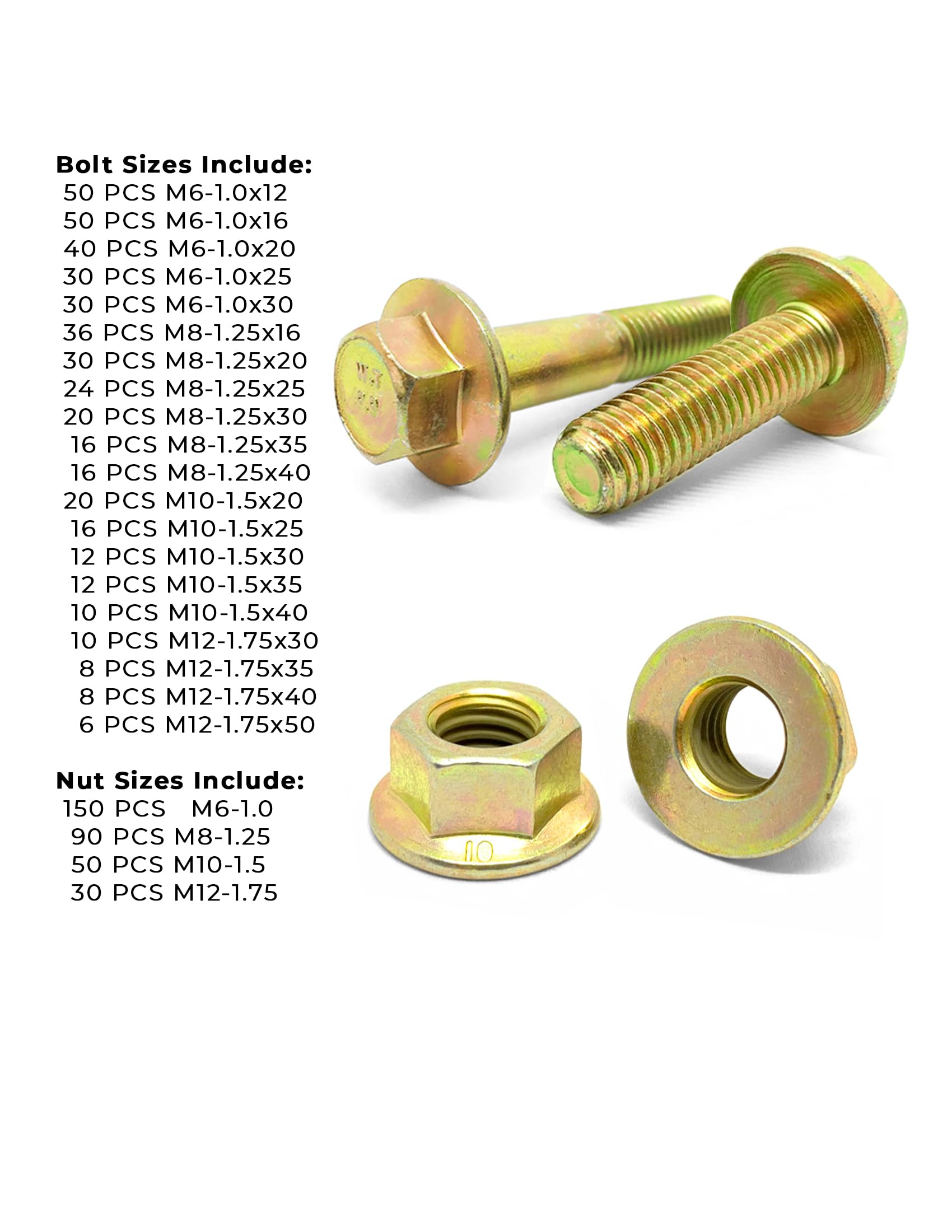 Metric Class 8.8 Hex Flange Bolts & Nuts Assortment - 764 PCS