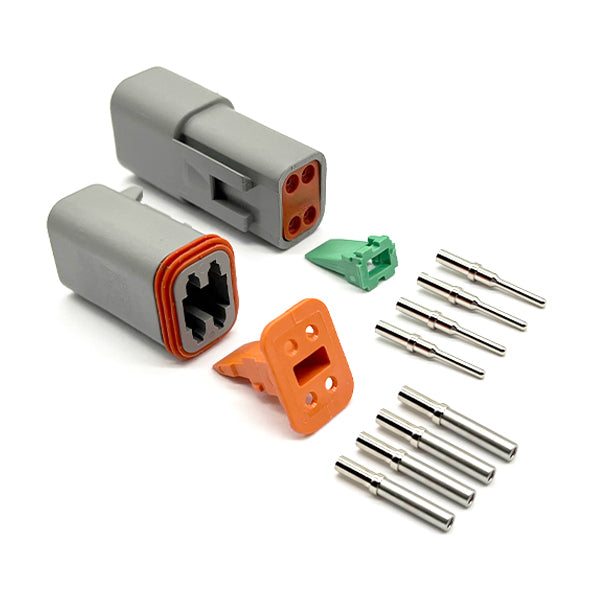 (1 Set) 4 Pin DT Water Proof Connector Assembly, Plug, Recepticle, Wedgelocks, Pins and Sockets