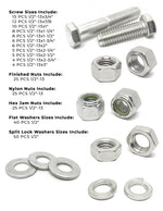 1/2"-13 Coarse 18-8 Stainless Steel Hex Cap Screws, Nuts, & Washers - 249 PCS