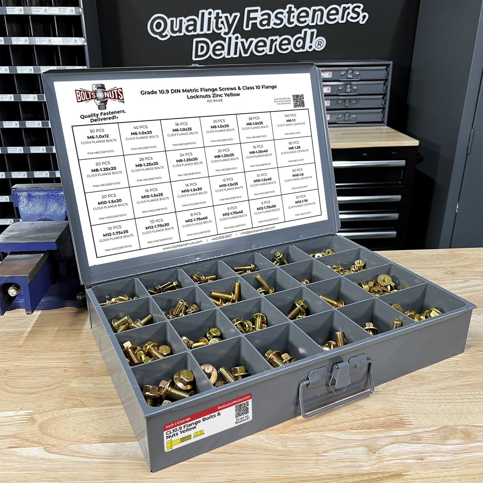 Metric Class 10.9 Hex Flange Frame Bolts & Nuts Assortment Zinc Yellow- 739 PCS