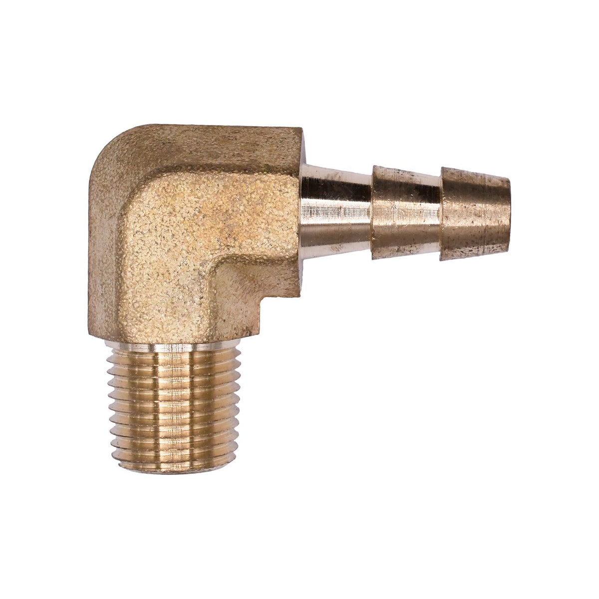 1/8" Brass 90 Degree Hose Barb To Male Pipe Adapter