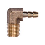 1/4" NPT Brass 90 Degree Hose Barb To Male Pipe Adapter, To Hose-Elbow, 90 Degree