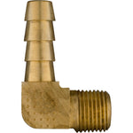 1/4" NPT Brass 90 Degree Hose Barb To Male Pipe Adapter, To Hose-Elbow, 90 Degree