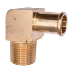 1/2" NPT Male Brass 90 Degree Beaded Hose Barb To Male Pipe Adapter, 5/8"