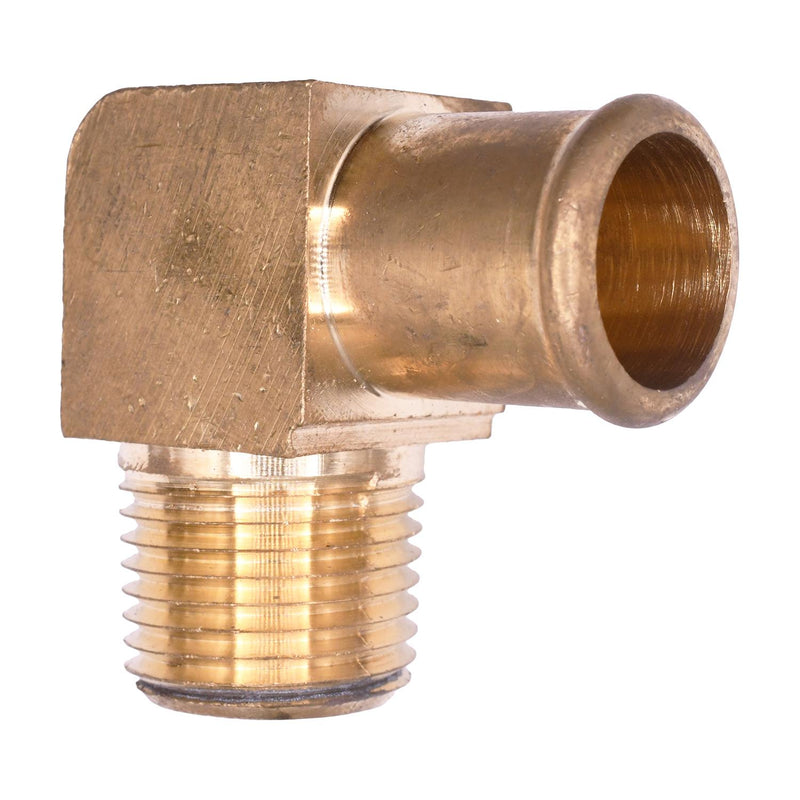 1/2" NPT Male Brass 90 Degree Beaded Hose Barb To Male Pipe Adapter, 3/4"