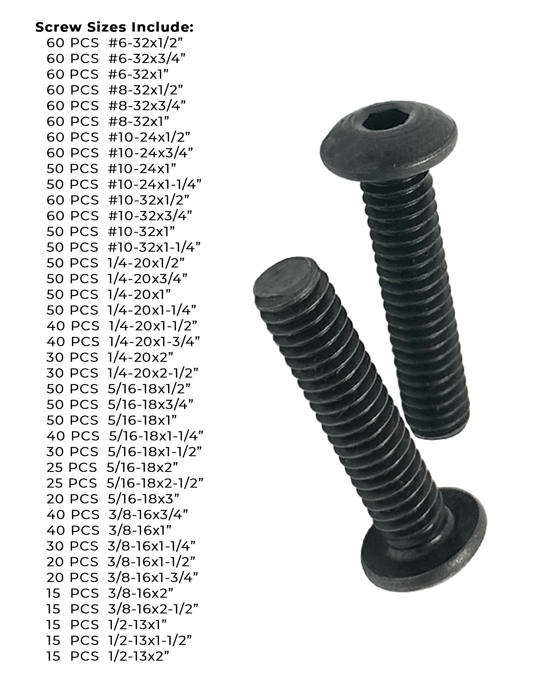 Alloy Button Socket Head Cap Screws Black Oxide- 1656 PCS