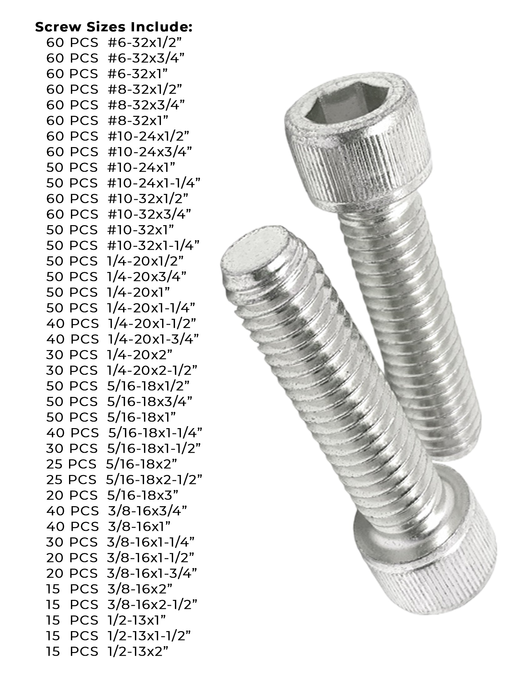 Stainless Steel Socket Head Cap Screws - 1656 PCS