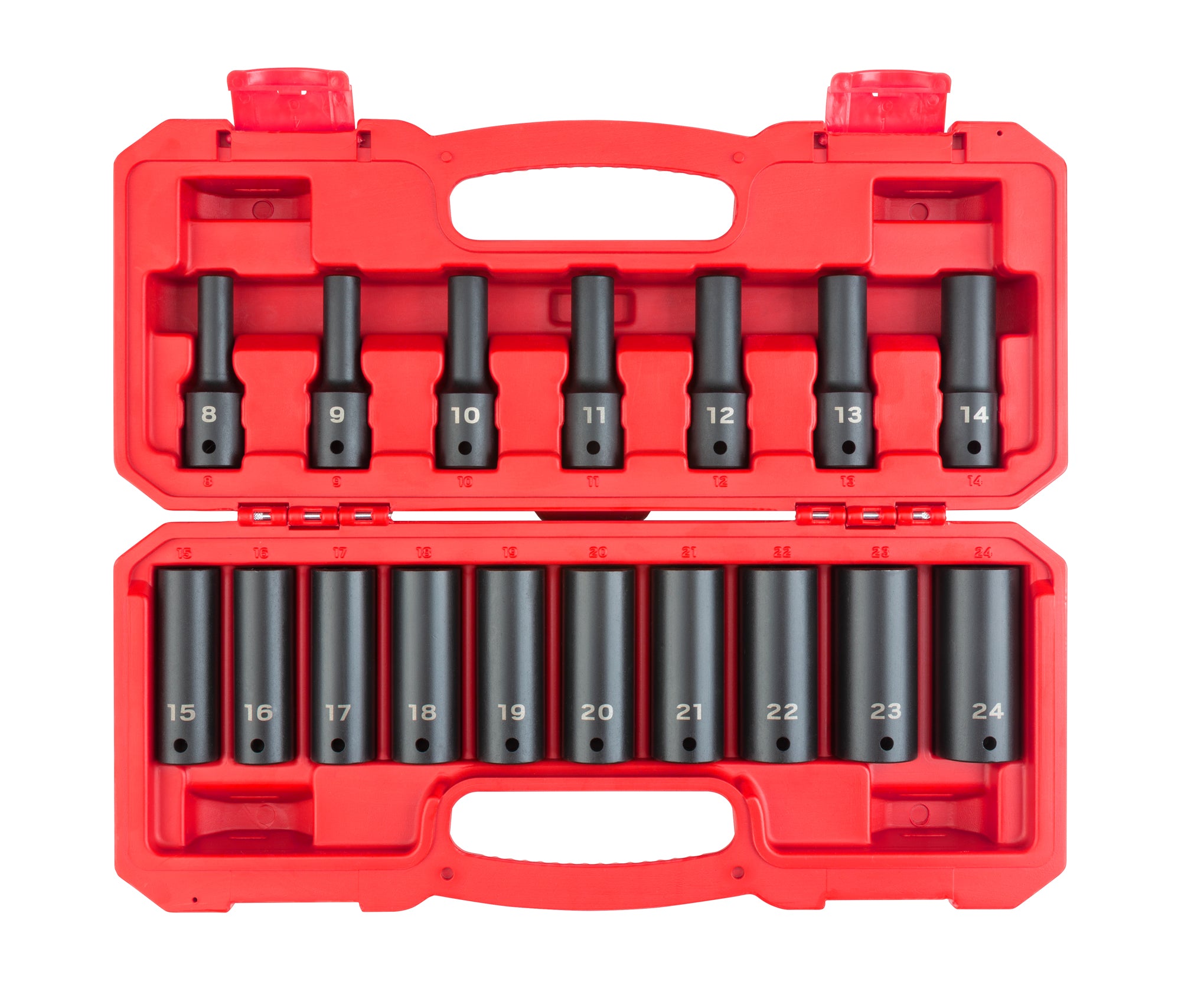 1/2 Inch Drive Deep 6-Point Impact Socket Set with Case, 17-Piece (8 - 24 mm)
