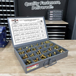 Inch Grade 8 Hex Cap Screws, Nuts, and Washers Fine Thread Zinc Yellow USA Made Hardware - 575 PCS