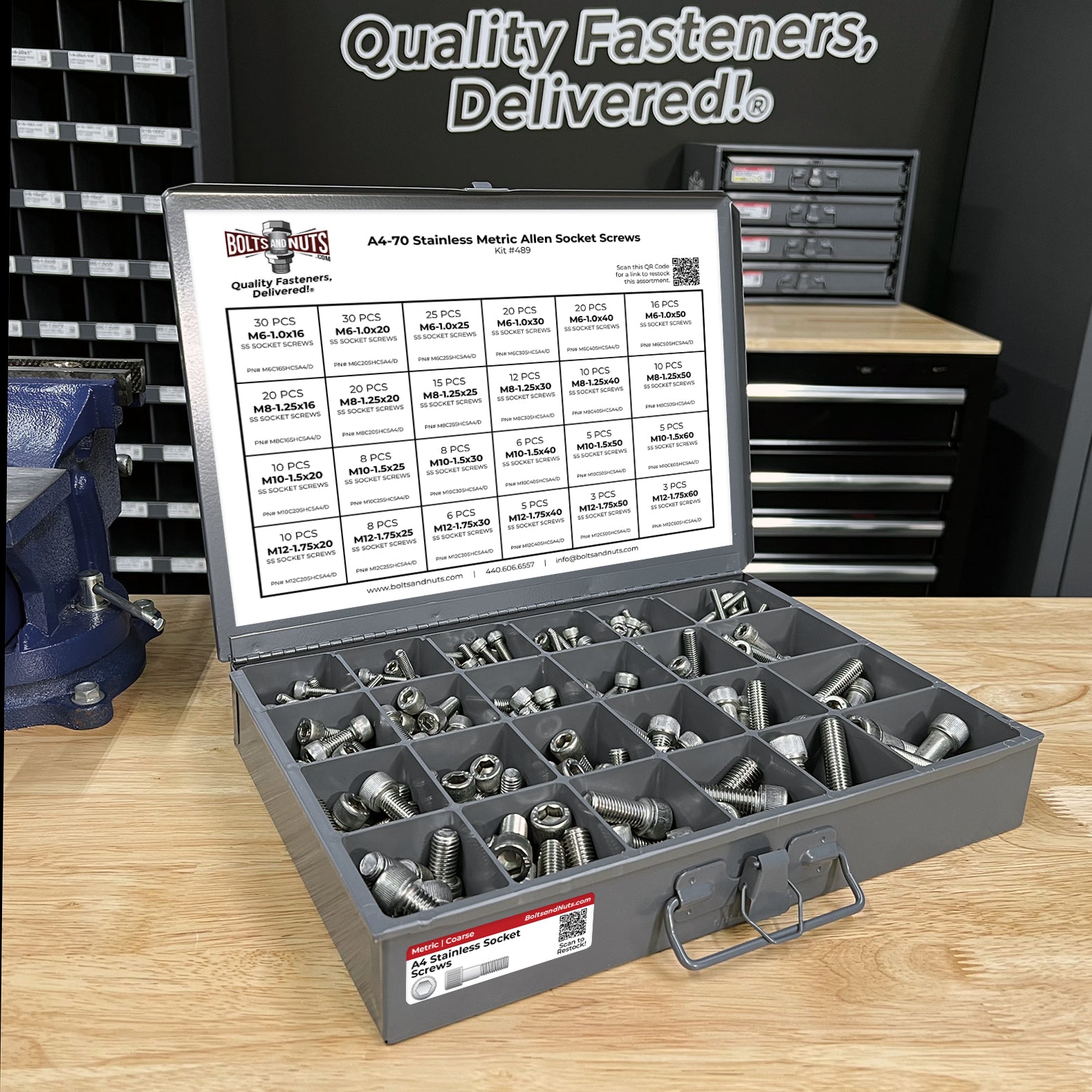 Metric A4 Stainless Steel Allen Socket Head Cap Screws Bolts Assortment - 306 PCS