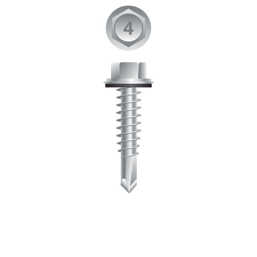 #10 Strong-Point Hex Washer Head w/Washer 10-16 x 1, 410 Stainless Steel