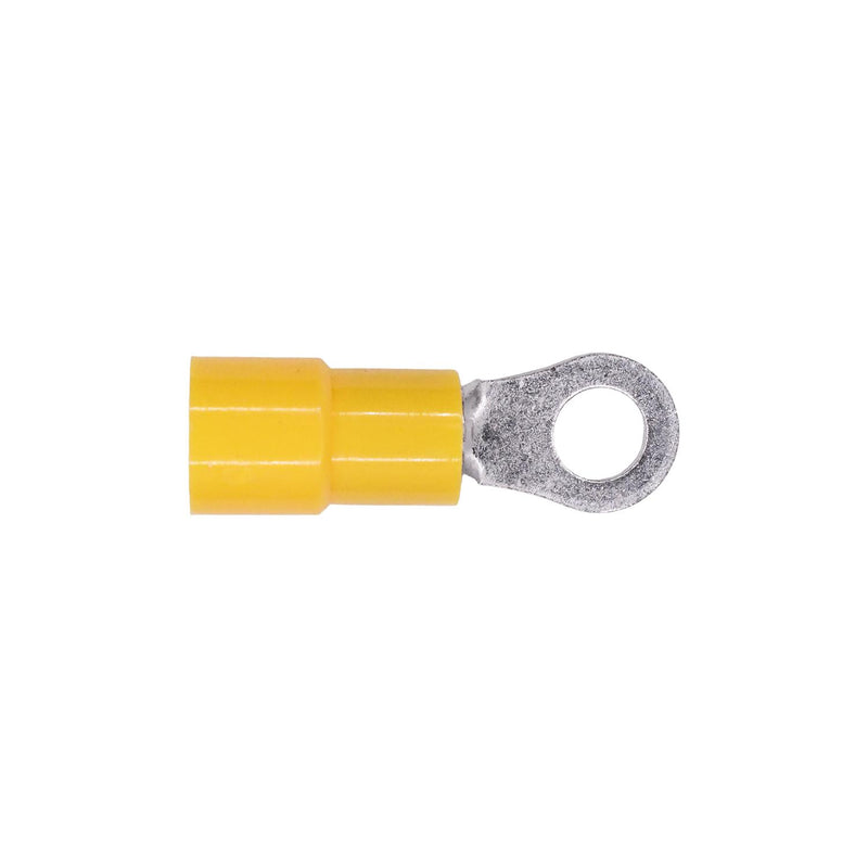 #8-10 Yellow Copper Vinyl Insulator Ring Term 12-10 Gauge Stud, Electro Tin Plated