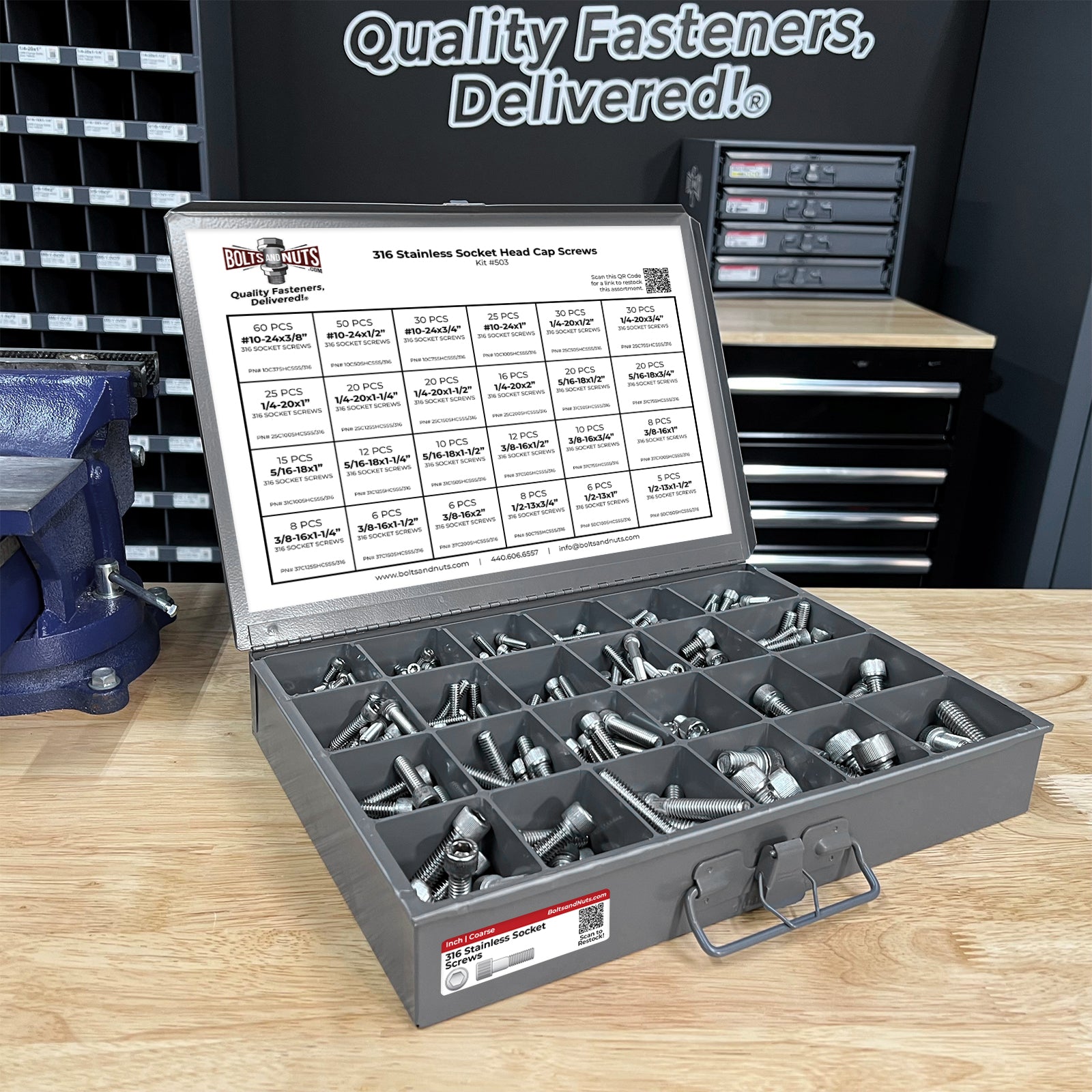 Inch 316 Stainless Steel Allen Socket Head Cap Screws Bolts Assortment - 453 PCS