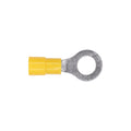 1/4"-5 Yellow Copper Vinyl Insulator Ring Term 12-10 Gauge, Electro Tin Plated