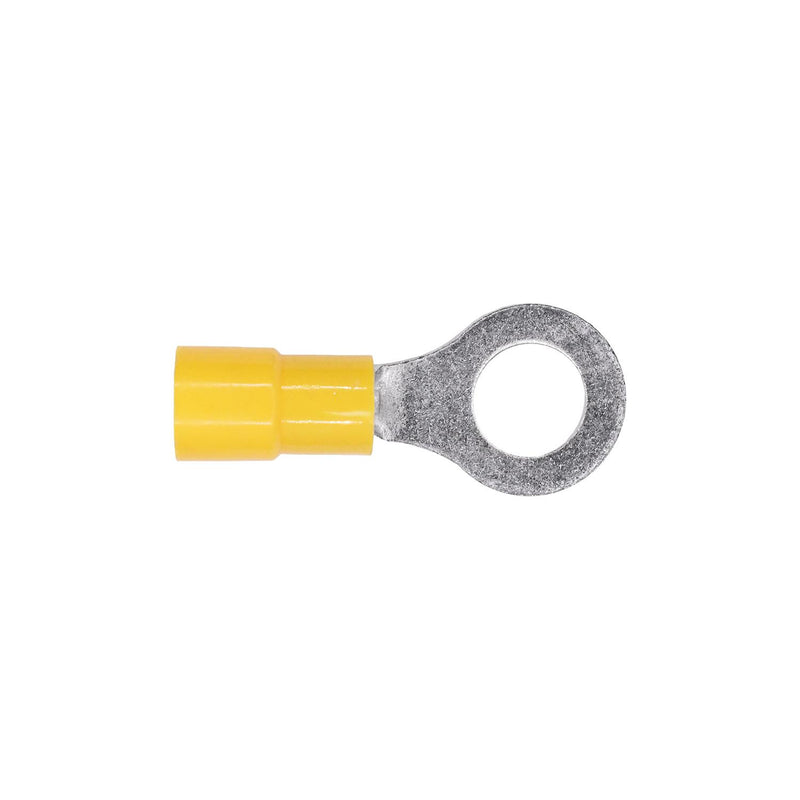 1/4"-5 Yellow Copper Vinyl Insulator Ring Term 12-10 Gauge, Electro Tin Plated