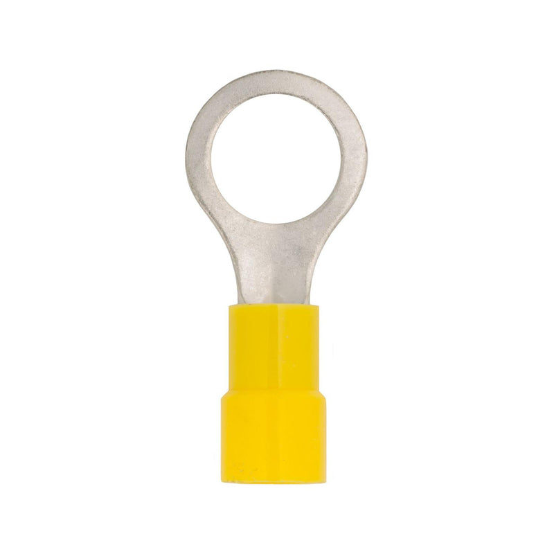 5/16"-3 Yellow Copper Vinyl Insulator Ring Term 12-10 Gauge, Electro Tin Plated