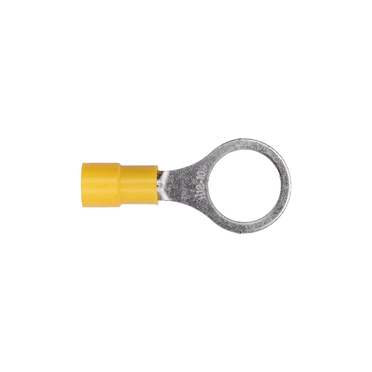 7/16"-1 Yellow Copper Vinyl Insulator Ring Term 12-10 Gauge, Electro Tin Plated