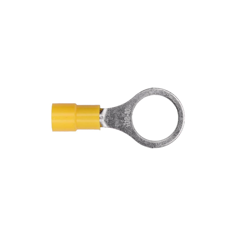 7/16"-1 Yellow Copper Vinyl Insulator Ring Term 12-10 Gauge, Electro Tin Plated