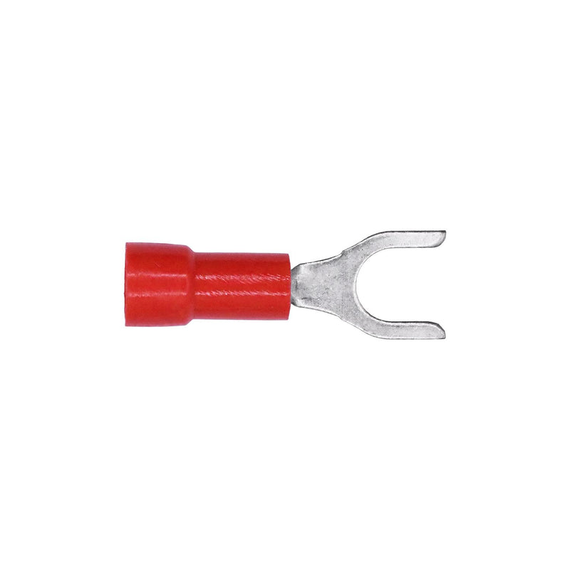 #8-10 Red Copper Vinyl Insulator Spade Term 22-18 Gauge Std, Electro Tin Plated