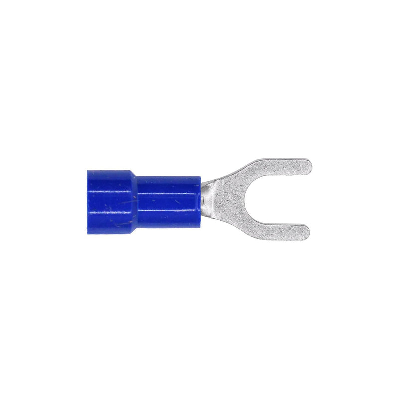 #8-10 Blue Copper Vinyl Insulator Spade Term 16-14 Gauge Std, Electro Tin Plated