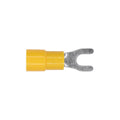 #8-10 Yellow Copper Vinyl Insulator Spade Term 12-10 Gauge Std, Electro Tin Plated