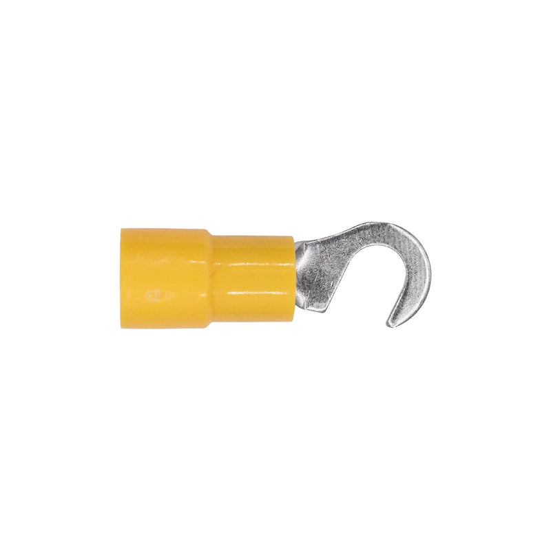 #8-10 Yellow Copper Vinyl Insulator Hook Term 12-10 Gauge Stud, Electro Tin Plated