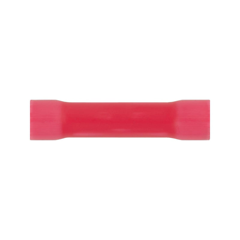 Red Copper Vinyl Insulator Butt Connector 22-18 Gauge, Electro Tin Plated