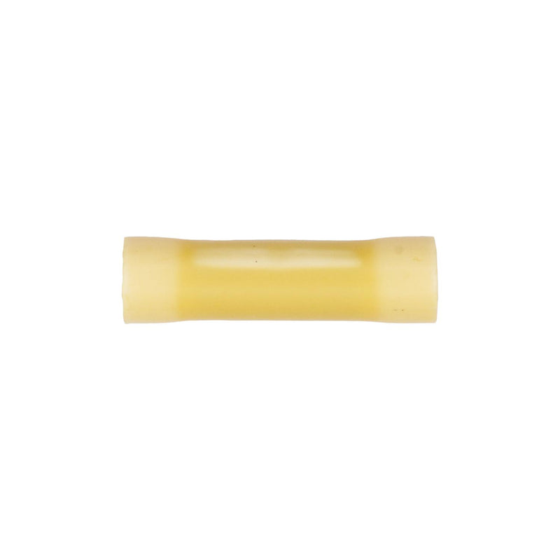 Yellow Copper Vinyl Insulator Butt Connector 12-10 Gauge, Electro Tin Plated