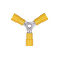 Yellow Copper Vinyl Insulator 3-Way Connector 12-10 Gauge, Electro Tin Plated