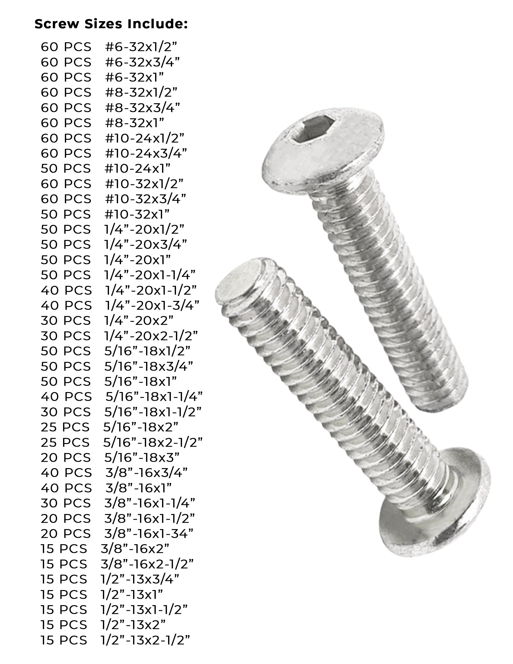 316 Stainless Steel Button Socket Head Cap Screws - 1585 PCS
