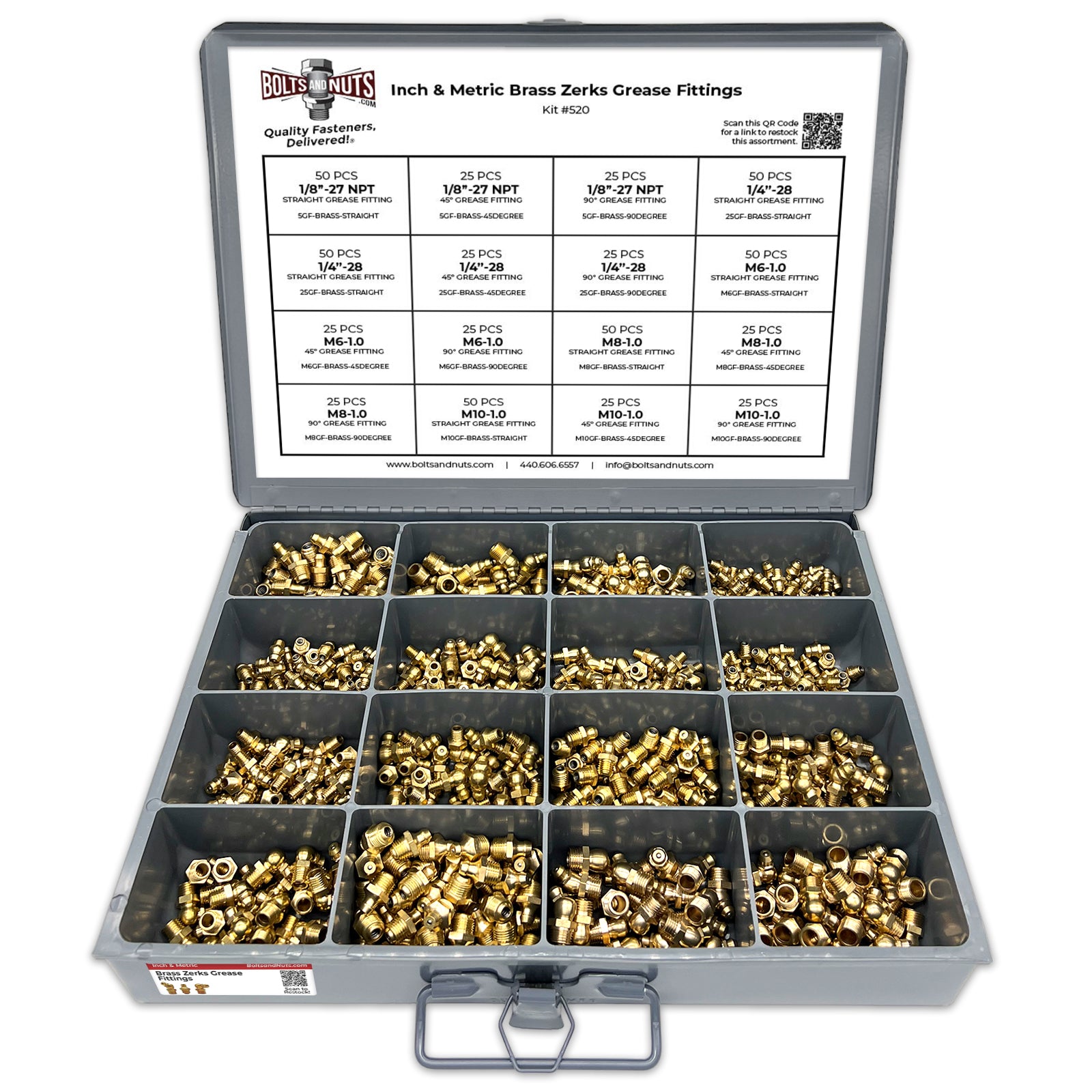 アクセサリー 5050 Inch and Metric Brass Zerks Grease Fittings - 551 PCS