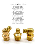 Inch and Metric Brass Zerks Grease Fittings - 550 PCS