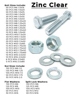 Inch & Metric Grade 8 and Class 10.9 Cap Screws, Nuts, Washers & Lock Washers - Zinc Clear & Zinc Yellow - 4024 PCS